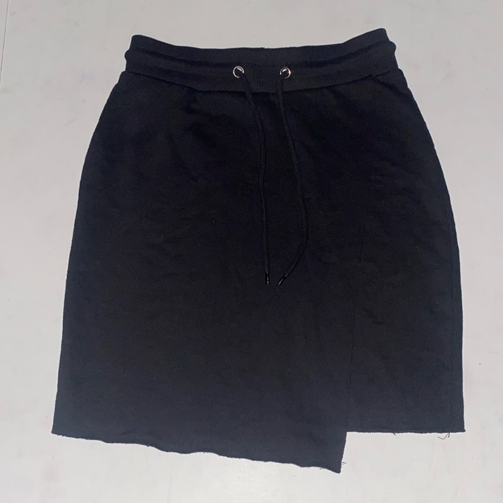 Missguided Black Sweatshirt Cargo Drawstring Ram Hem Mini Wrap Skirt in 2 NWT